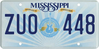 MS license plate ZUO448