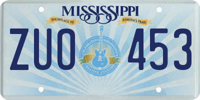 MS license plate ZUO453