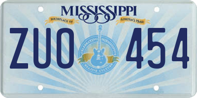 MS license plate ZUO454