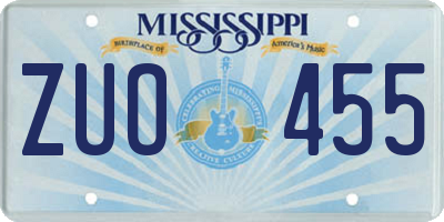 MS license plate ZUO455