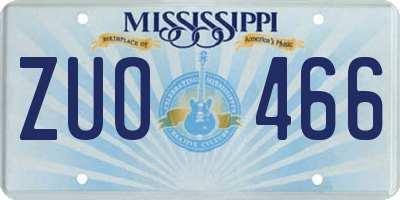 MS license plate ZUO466