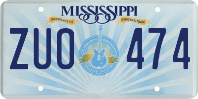 MS license plate ZUO474