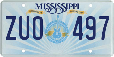 MS license plate ZUO497