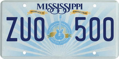 MS license plate ZUO500