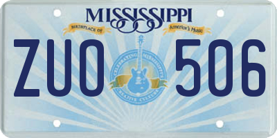 MS license plate ZUO506