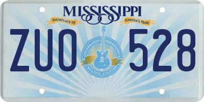 MS license plate ZUO528