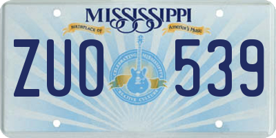 MS license plate ZUO539