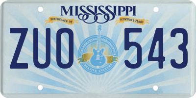 MS license plate ZUO543