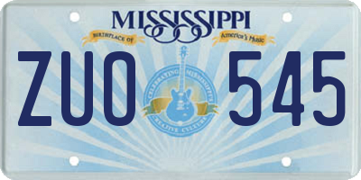 MS license plate ZUO545