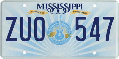 MS license plate ZUO547