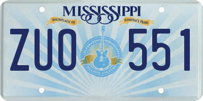 MS license plate ZUO551