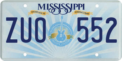 MS license plate ZUO552