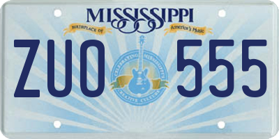 MS license plate ZUO555