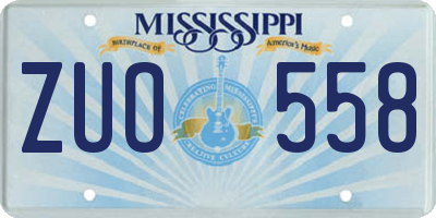 MS license plate ZUO558