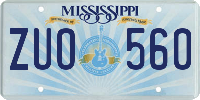 MS license plate ZUO560