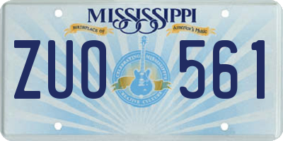 MS license plate ZUO561