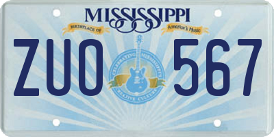 MS license plate ZUO567