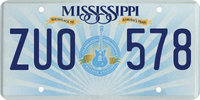 MS license plate ZUO578