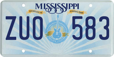 MS license plate ZUO583