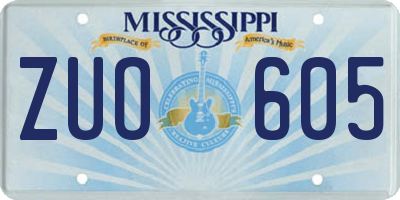 MS license plate ZUO605