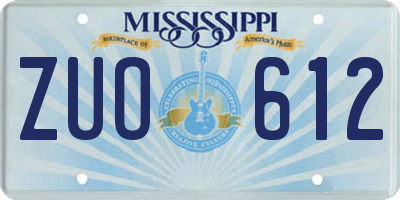MS license plate ZUO612