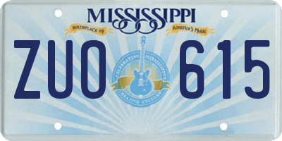 MS license plate ZUO615