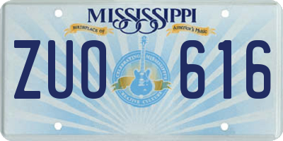 MS license plate ZUO616