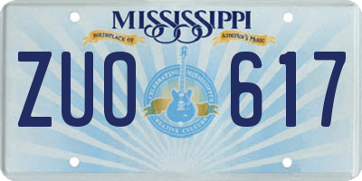 MS license plate ZUO617