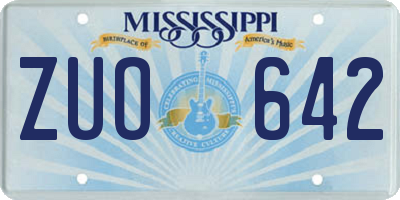 MS license plate ZUO642