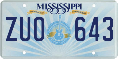 MS license plate ZUO643