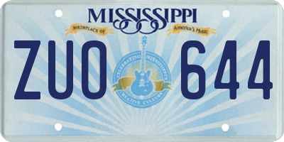 MS license plate ZUO644