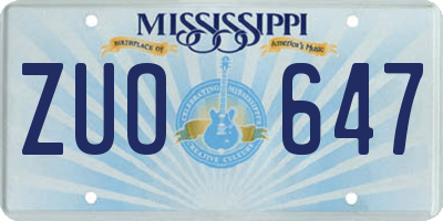 MS license plate ZUO647