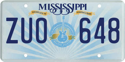MS license plate ZUO648