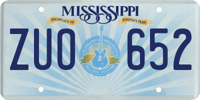 MS license plate ZUO652