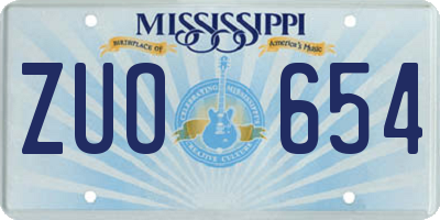 MS license plate ZUO654