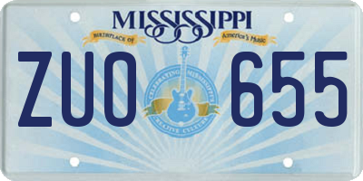 MS license plate ZUO655