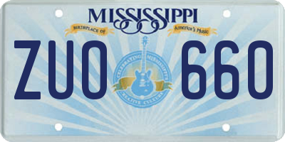 MS license plate ZUO660
