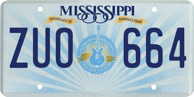 MS license plate ZUO664
