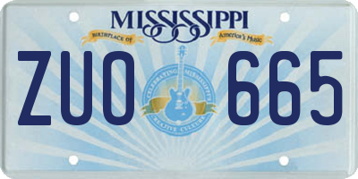 MS license plate ZUO665