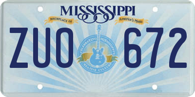 MS license plate ZUO672