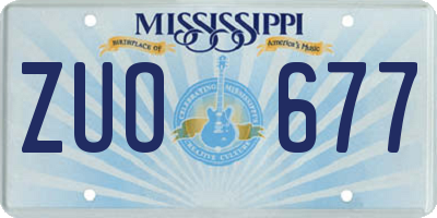 MS license plate ZUO677