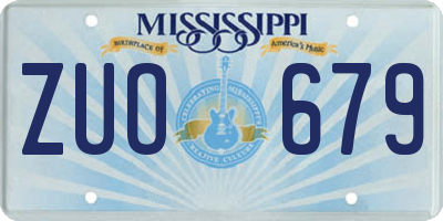 MS license plate ZUO679