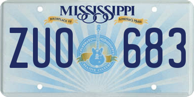 MS license plate ZUO683