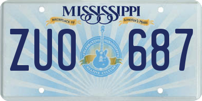 MS license plate ZUO687