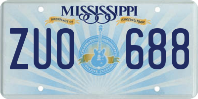 MS license plate ZUO688