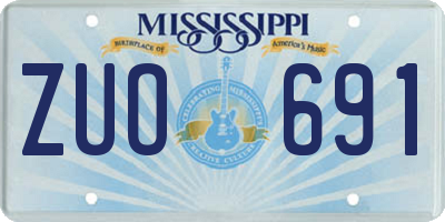 MS license plate ZUO691