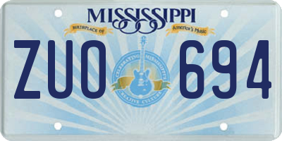 MS license plate ZUO694