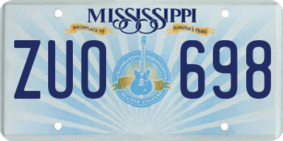 MS license plate ZUO698