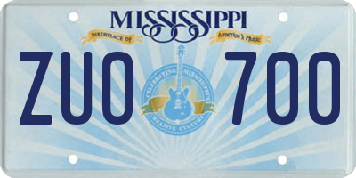 MS license plate ZUO700