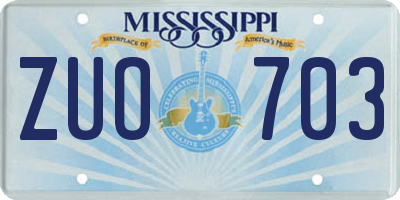 MS license plate ZUO703